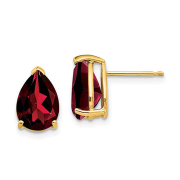 14k 10x7mm Pear Garnet Post Earrings