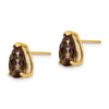 14k 10x7mm Pear Smoky Quartz Post Earrings