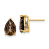 14k 10x7mm Pear Smoky Quartz Post Earrings