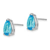 14k White Gold 10x7mm Pear Blue Topaz Post Earrings
