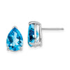 14k White Gold 10x7mm Pear Blue Topaz Post Earrings