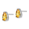 14k White Gold 10x7mm Pear Citrine Post Earrings
