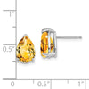 14k White Gold 10x7mm Pear Citrine Post Earrings