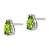 14k White Gold 10x7mm Pear Peridot Post Earrings