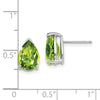 14k White Gold 10x7mm Pear Peridot Post Earrings