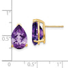 14k 12x8mm Pear Amethyst Stud Earrings