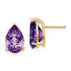 14k 12x8mm Pear Amethyst Stud Earrings
