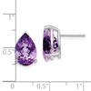 14k White Gold 12x8mm Pear Amethyst Stud Earrings