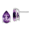 14k White Gold 12x8mm Pear Amethyst Stud Earrings