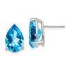 14k White Gold 12x8mm Pear Blue Topaz Post Earrings