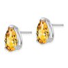 14k White Gold 12x8mm Pear Citrine Stud Earrings