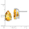 14k White Gold 12x8mm Pear Citrine Stud Earrings