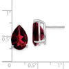 14k White Gold 12x8mm Pear Garnet Post Earrings