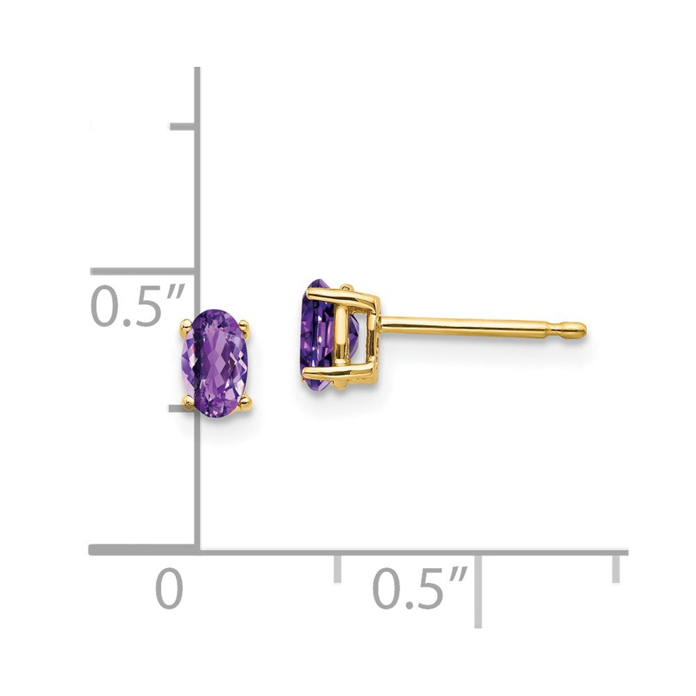 14k 5x3mm Oval Amethyst Post Earrings