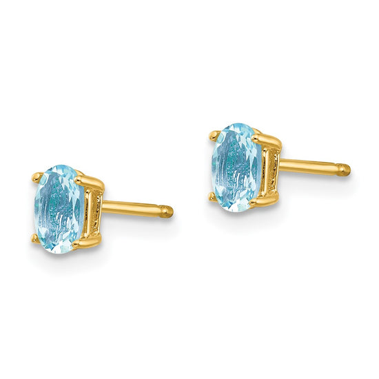 14k Oval Gemstone Earrings. -B Styles
