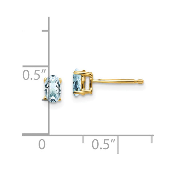 14k Oval Gemstone Earrings. -B Styles
