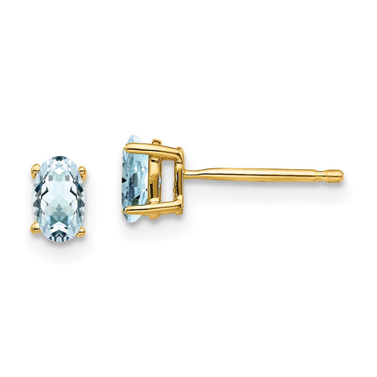 14k Oval Gemstone Earrings. -B Styles