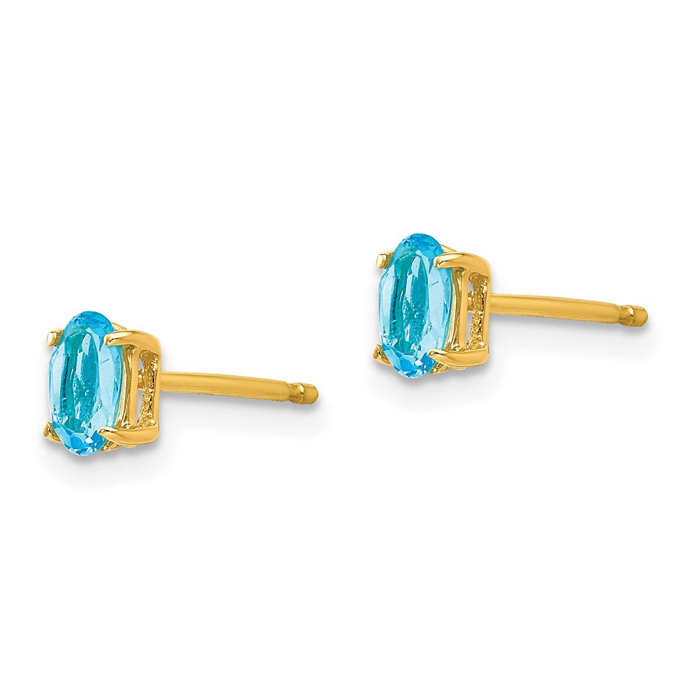 14k 5x3mm Oval Blue Topaz Post Earrings