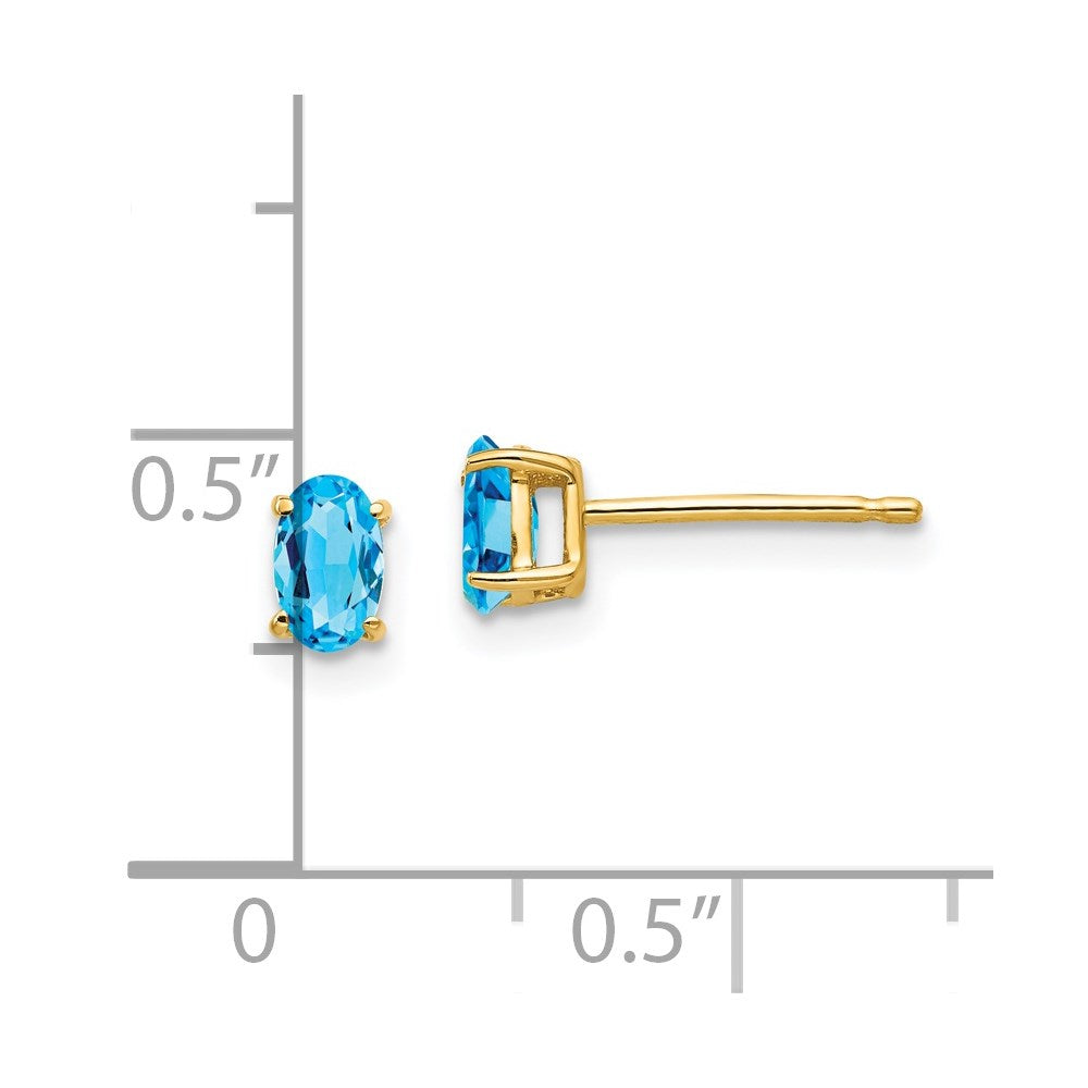 14k 5x3mm Oval Blue Topaz Post Earrings