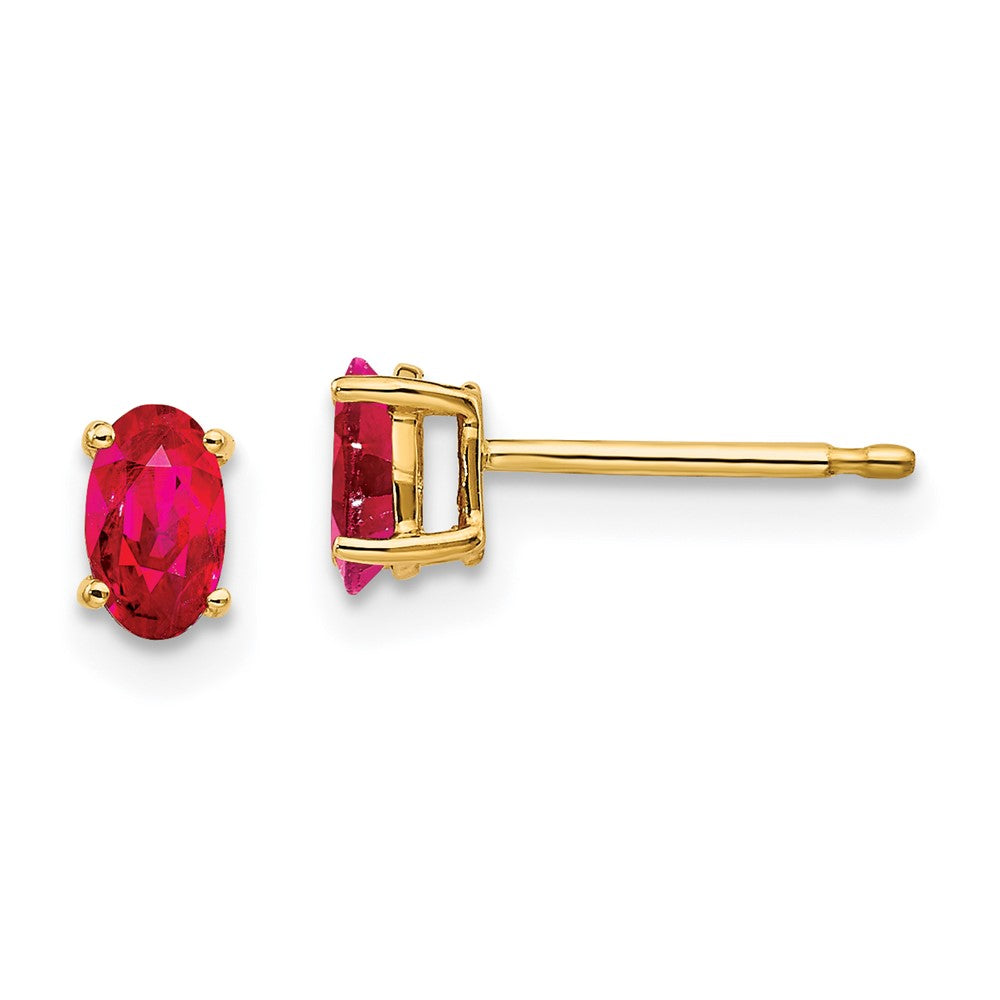 14k Oval Gemstone Earrings. -B Styles