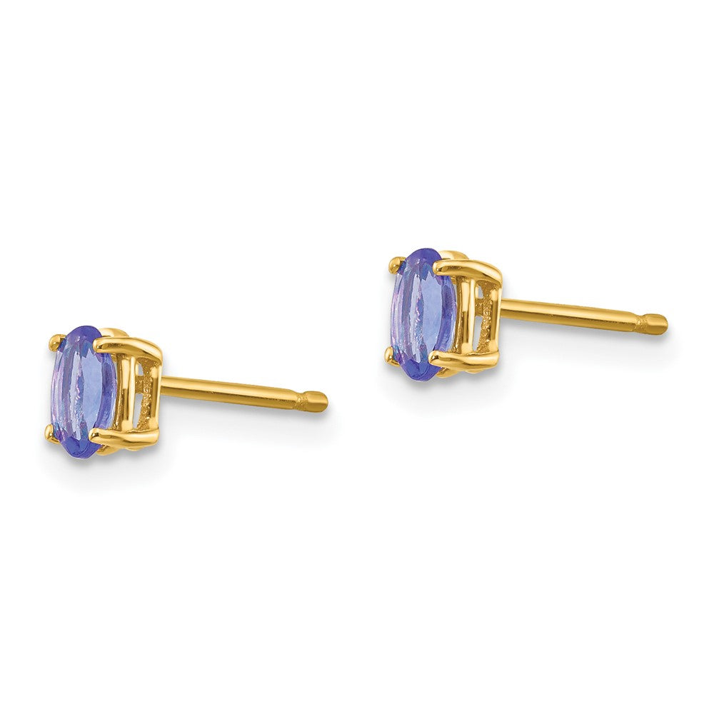 14k Oval Gemstone Earrings. -B Styles