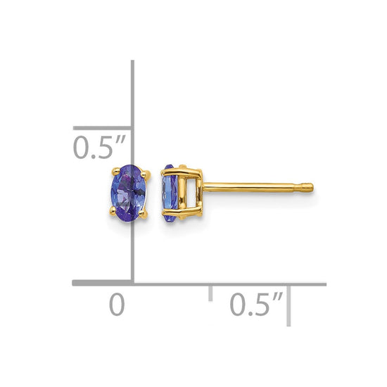 14k Oval Gemstone Earrings. -B Styles