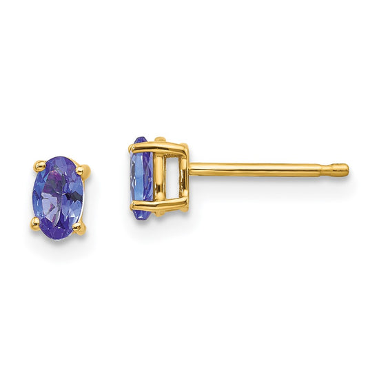 14k Oval Gemstone Earrings. -B Styles