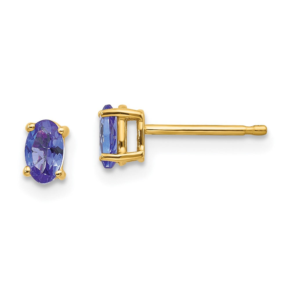 14k Oval Gemstone Earrings. -B Styles