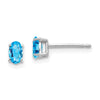 14k White Gold 5x3mm Oval Blue Topaz Post Earrings