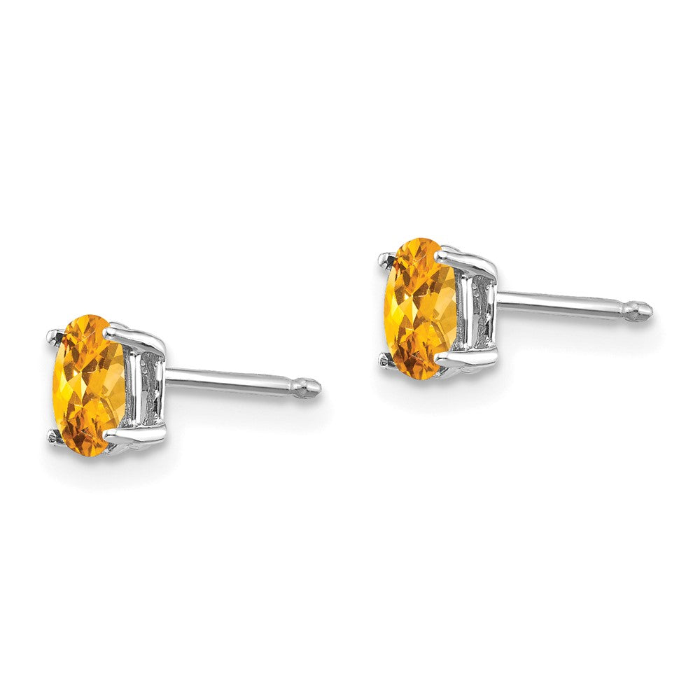 14k White Gold 5x3mm Oval Citrine Post Earrings