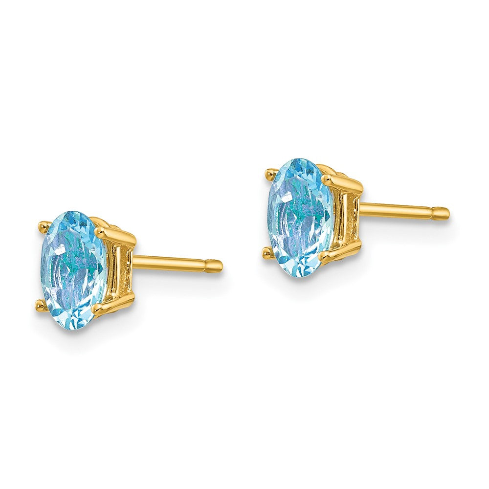 14k Oval Gemstone Earrings. -B Styles