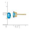 14k 6x4mm Oval Checker-cut Blue Topaz Post Earrings