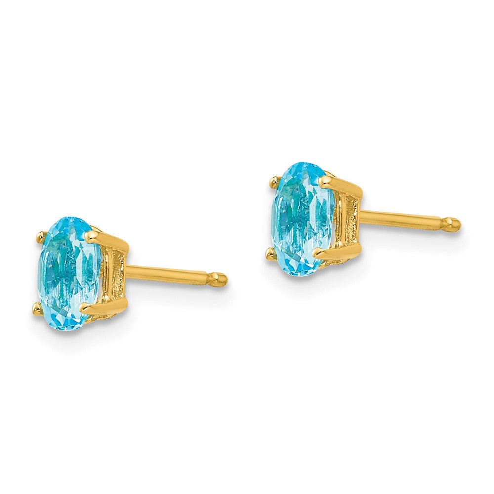 14k 6x4mm Oval Blue Topaz Post Earrings