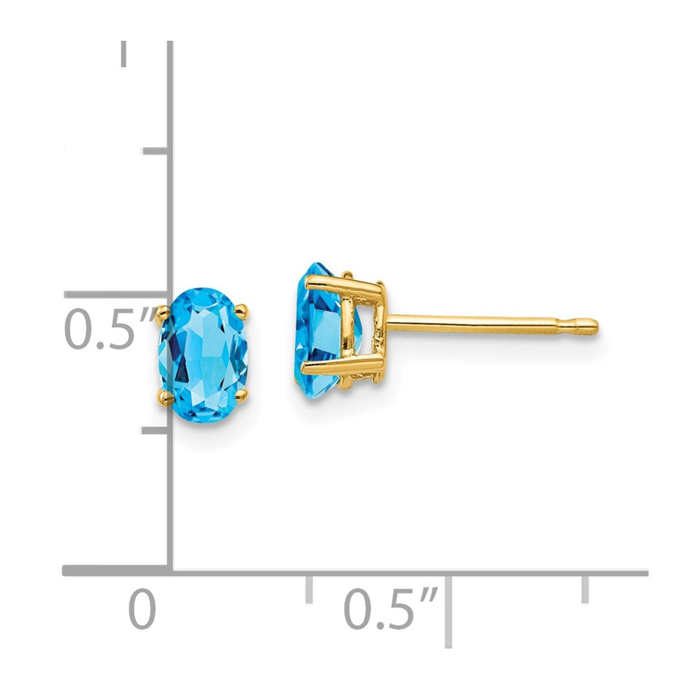 14k 6x4mm Oval Blue Topaz Post Earrings
