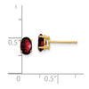 14k 6x4mm Oval Checker-cut Garnet Post Earrings