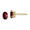 14k 6x4mm Oval Checker-cut Garnet Post Earrings