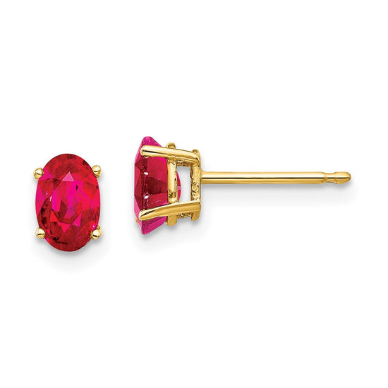 14k Oval Gemstone Earrings. -B Styles