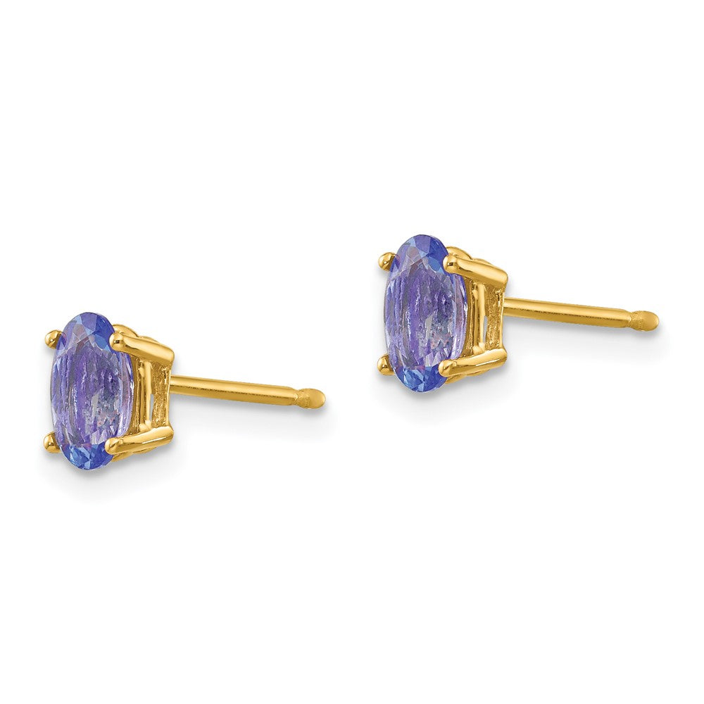 14k Oval Gemstone Earrings. -B Styles
