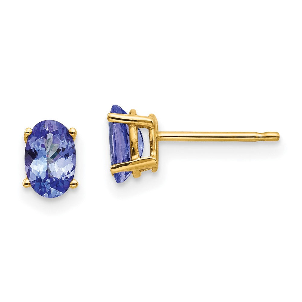 14k Oval Gemstone Earrings. -B Styles