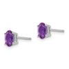 14k White Gold 6x4mm Oval Amethyst Post Earrings