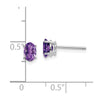 14k White Gold 6x4mm Oval Amethyst Post Earrings