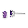 14k White Gold 6x4mm Oval Amethyst Post Earrings