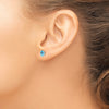 14k White Gold 6x4mm Oval Checker-cut Blue Topaz Post Earrings