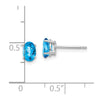 14k White Gold 6x4mm Oval Checker-cut Blue Topaz Post Earrings