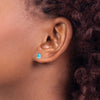 14k White Gold 6x4mm Oval Blue Topaz Post Earrings