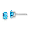 14k White Gold 6x4mm Oval Blue Topaz Post Earrings