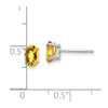 14k White Gold 6x4mm Oval Checker-cut Citrine Post Earrings