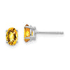 14k White Gold 6x4mm Oval Checker-cut Citrine Post Earrings