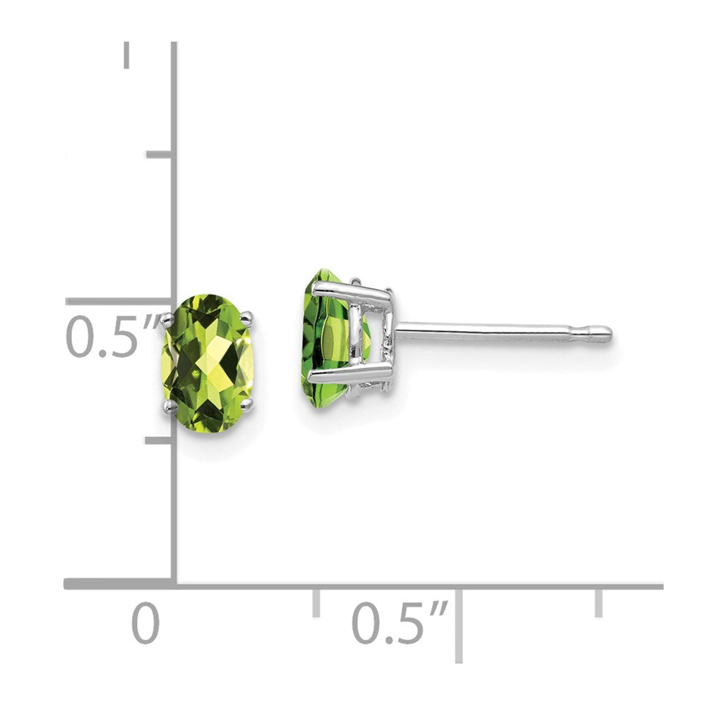 14k White Gold 6x4mm Oval Peridot Post Earrings