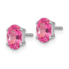 14k White Gold 6x4mm Oval Pink Spinel Post Earrings